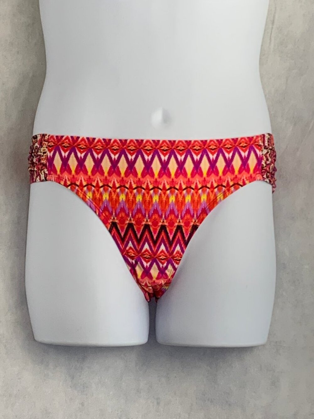 Kenneth Cole Reaction Side Tab Hipster Bikini Swim Bottom, Pink Glo Multi, XL